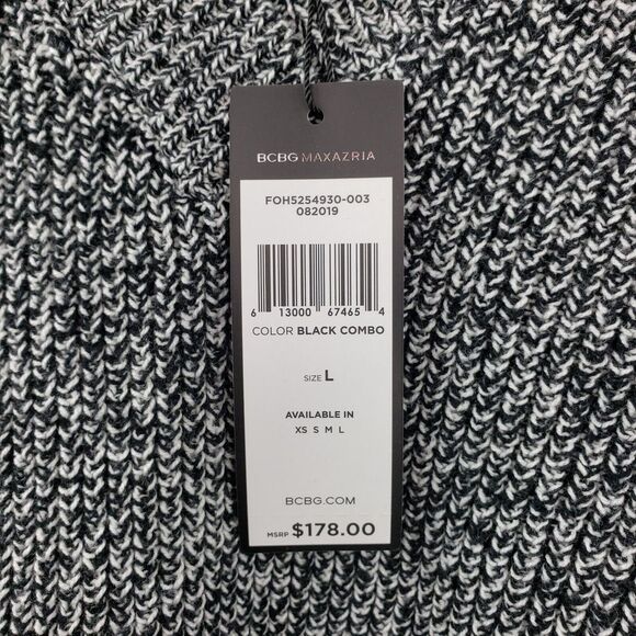 BCBGMaxAzria Sweater Woman Size L Black Combo Long Sleeve V Neck Pulover - Picture 5 of 11